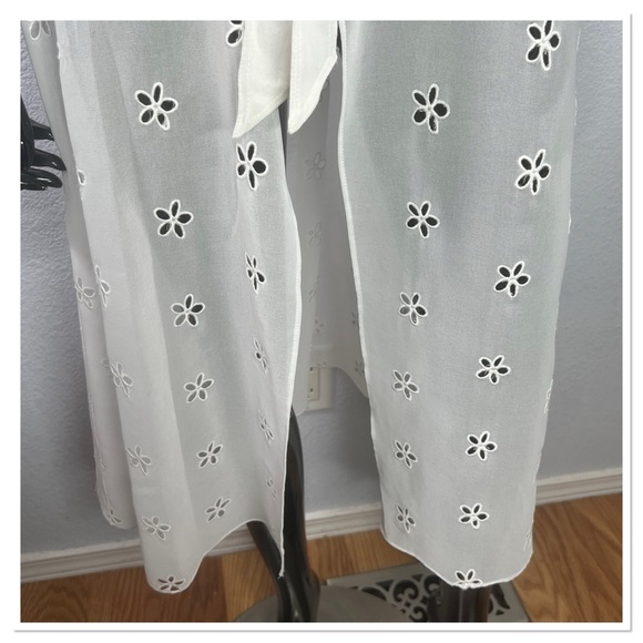 Sandro Ricarda Eyelet Chiffon Zip Front Sheer Midi Dress Collared White … - Picture 3 of 10